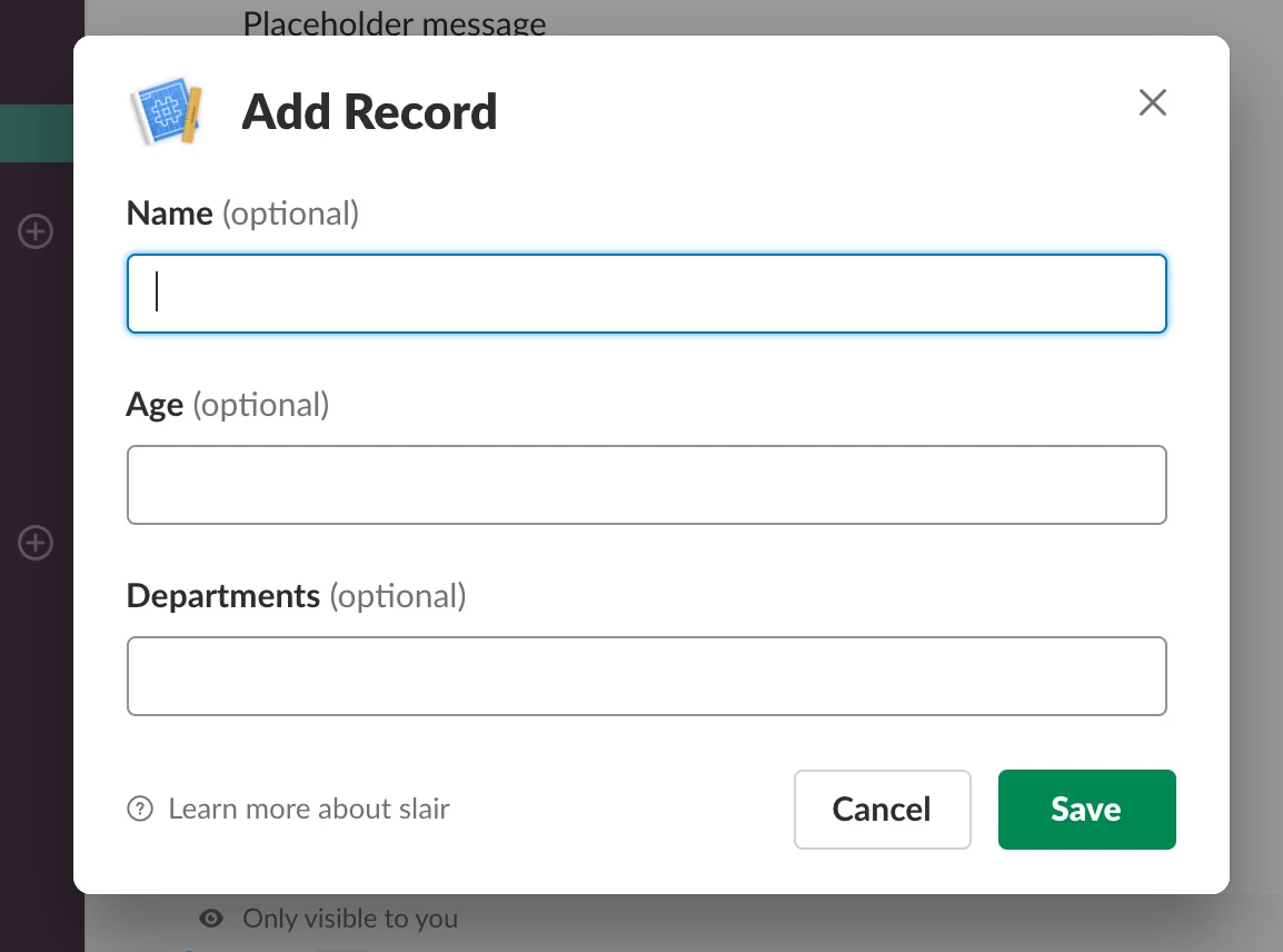Slair listing Airtable records inside Slack